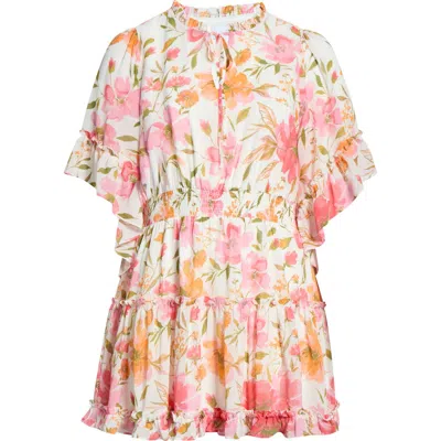 Sugarlips Maldonado Floral Ruffle Trim Dress In Pink