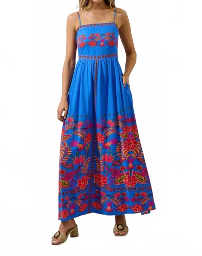 Sugarlips Maline Linen Maxi Dress In Blue-red Multi