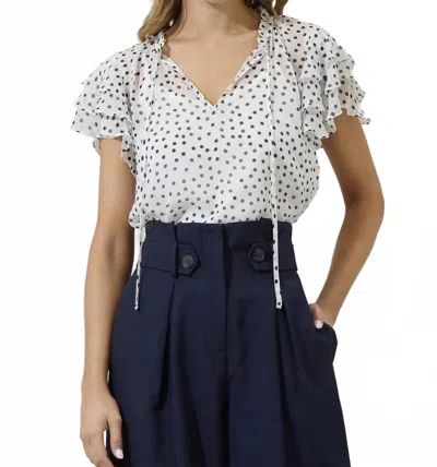 Sugarlips Maloy Dot Donis Blouse In White Black Dot