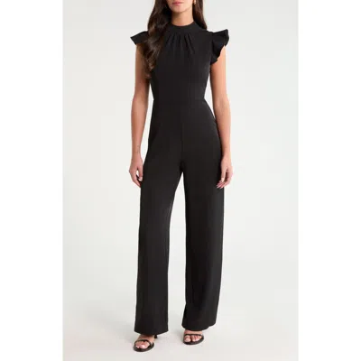 Sugarlips Manuela Mock Neck Wide Leg Jumpsuit In Black