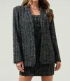 Sugarlips Margaret Tweed Oversized Blazer In Black Multi In Black