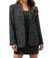 Sugarlips Margaret Tweed Oversized Blazer In Black Multi In Black