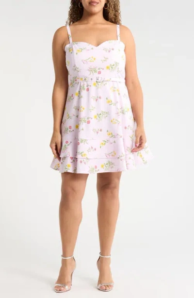 Sugarlips Margote Floral Mel Ruffle Minidress In Multi