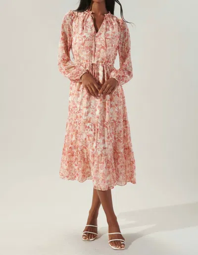 Sugarlips Mariella Vintage Floral Tiered Dress In Tan-multi