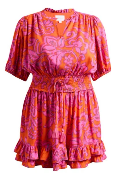 Sugarlips Marinda Floral Jurie Tiered Smocked Waist Top In Multi