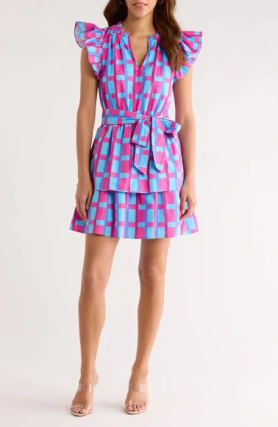 Sugarlips Marvy Checker Emie Ruffle Minidress In Multi