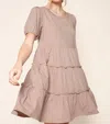 Sugarlips Maryam Puff Sleeve Dress In Taupe In Grey