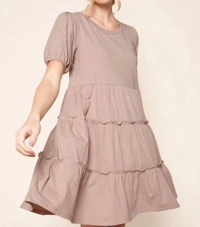 Sugarlips Maryam Puff Sleeve Dress In Taupe In Grey
