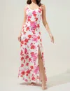 Sugarlips Maui Floral Portia Open Back Maxi Dress In White, Pink Multi