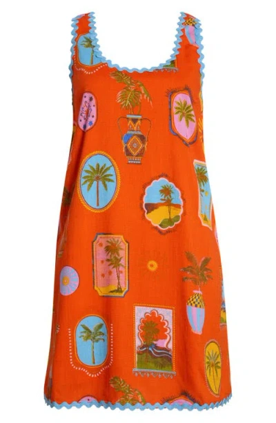 Sugarlips Maury Postcard Auriel Shift Minidress In Orange