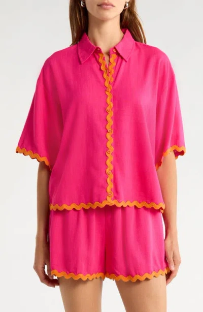 Sugarlips Maury Postcard Marnie Button-up Shirt In Pink