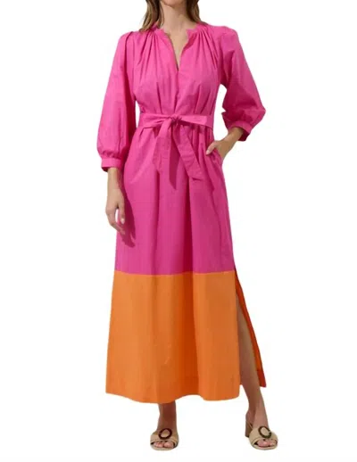 Sugarlips Mayfield Bay Color Block Maxi Dress In Orange/ Pink Multi