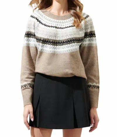 Sugarlips Mcneal Fair Isle Crewneck Sweater In Taupe Multi