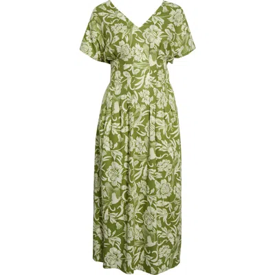 Sugarlips Melda Pleated Midi Dress In Green