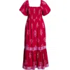 Sugarlips Mercer Floral Print Smocked Maxi Dress In Red