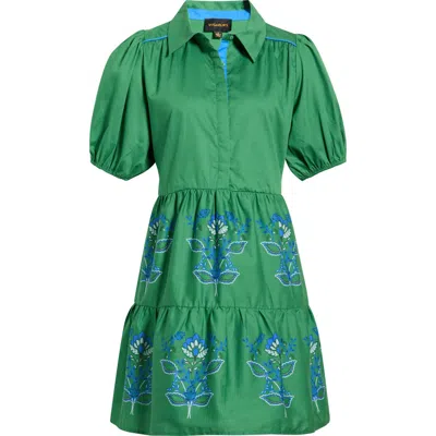 Sugarlips Meridy Floral Burie Tiered Minidress In Green