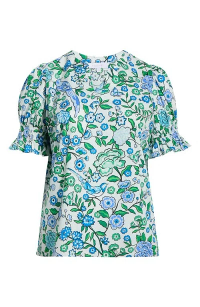 Sugarlips Merryn Floral Split Neck Cotton Top In Multi