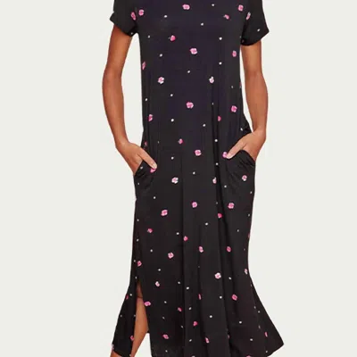 Sugarlips Mika Floral-print Stretch-jersey T-shirt Midi Dress In Pink/black