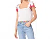 Sugarlips Milagro Tie Strap Pom Pom Crop Top In White In White
