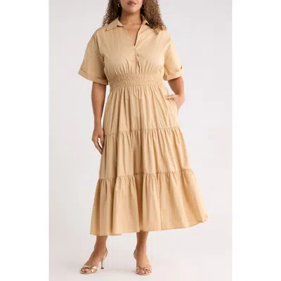 Sugarlips Milah Tiered Maxi Dress In Nude