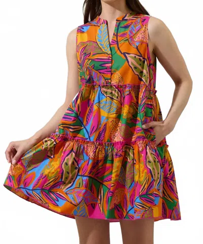 Sugarlips Milana Adrina Shift Tiered Mini Dress In Orange Pink Multi