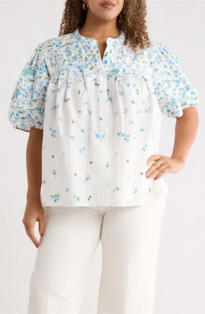 Sugarlips Miley Floral Court Button Up Shirt In White