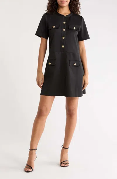 Sugarlips Miliana Button-up Shift Minidress In Black