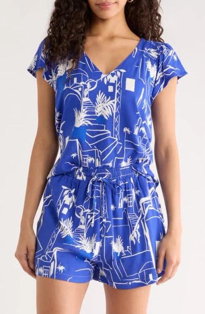 Sugarlips Mims Town Dade Ruffle Sleeve Top In Blue