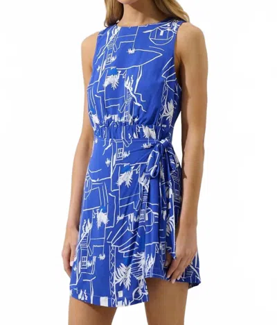 Sugarlips Mims Wrap Dress In Whie/blue In Animal Print
