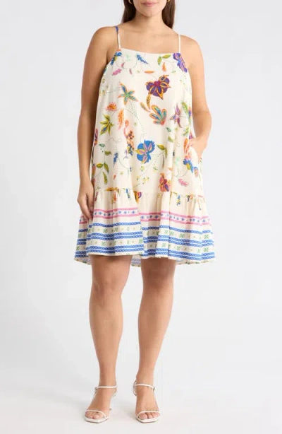 Sugarlips Floating Florals Mini Dress In Multi In White