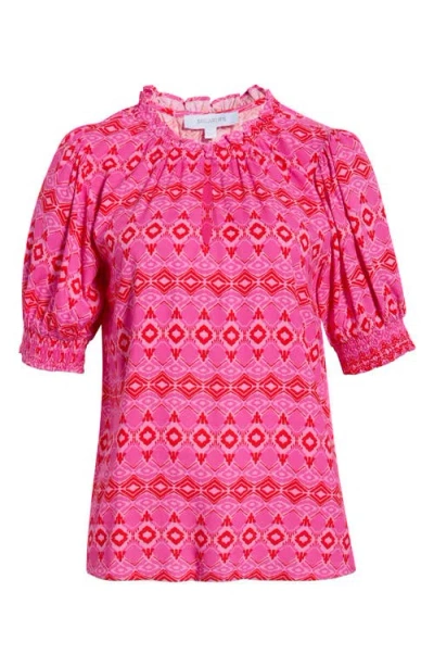 Sugarlips Mirany Ikat Bindy Puff Sleeve Top In Pink