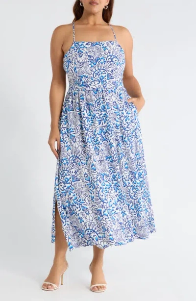 Sugarlips Mize Floral Mavis Crisscross Midi Dress In Multi