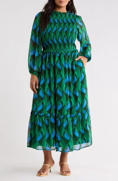 Sugarlips Mona Smocked Maxi Dress In Green