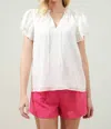 Sugarlips Montie Ruffle Tie Neck Blouse In White In White