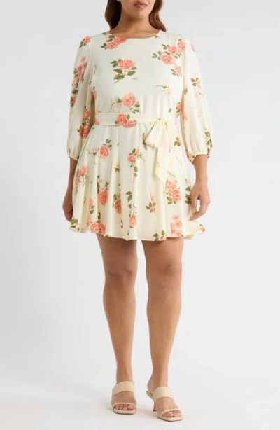 Sugarlips Morning Blush Floral Collins Minidress In Neutral