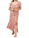Sugarlips Nadia Ruched Midi Dress In White Red In Neutral