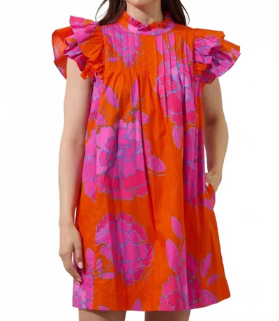 Sugarlips Nalani Floral Lovel Shift Mini Dress In Orange And Pink