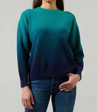 Sugarlips Nessa Gradient Ombre Long Sleeve Sweater In Blue-green In Multi