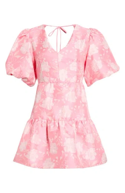Sugarlips Nicole Floral Jacquard Minidress In Pink