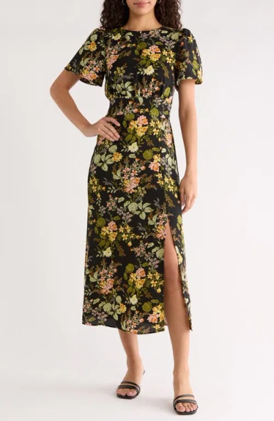 Sugarlips Night Bloom Floral Midi Dress In Multi