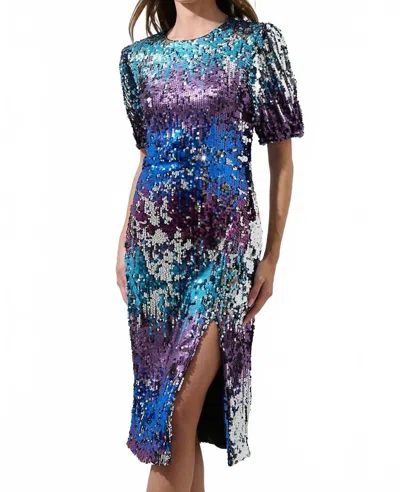 Sugarlips Night Sky Sequin Midi Dress In Blue In Multi