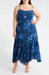 Sugarlips Niva Floral Hendra Pleated Midi Dress In Blue