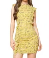 Sugarlips Nola Floral Print Ruched Dress In Yellow Multi In Yellow