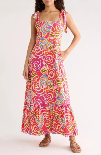 Sugarlips Nomi Floral Hendy Tie Strap Maxi Sundress In Multi