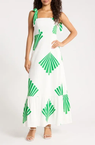 Sugarlips Nomi Floral Hendy Tie Strap Maxi Sundress In White