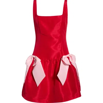 Sugarlips Noretta Bow Satin Minidress In Red