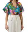 Sugarlips Novi Tropical Erie Split Neck Top In Multi In Multi