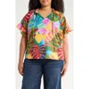 Sugarlips Novi Tropical Print Cotton Top In Green