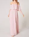 Sugarlips Off-shoulder Chiffon Dress In Blush In Gold