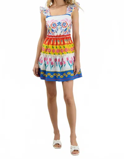 SUGARLIPS OLYMPIA FLORAL RUFFLE TIERED MINI DRESS IN WHITE MULTI